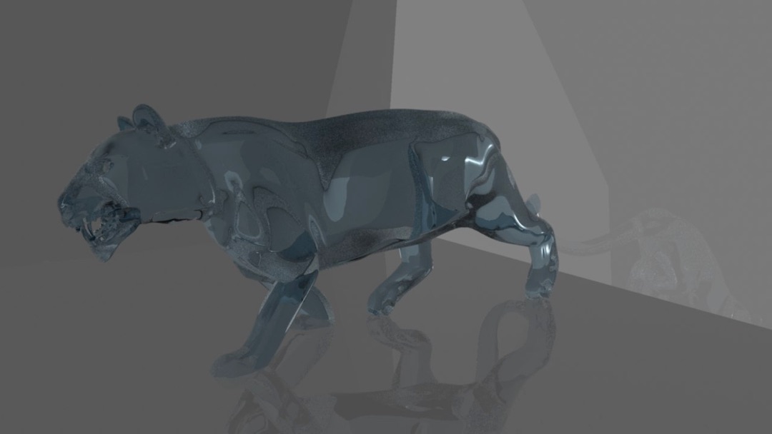 3D render of a glass tiger